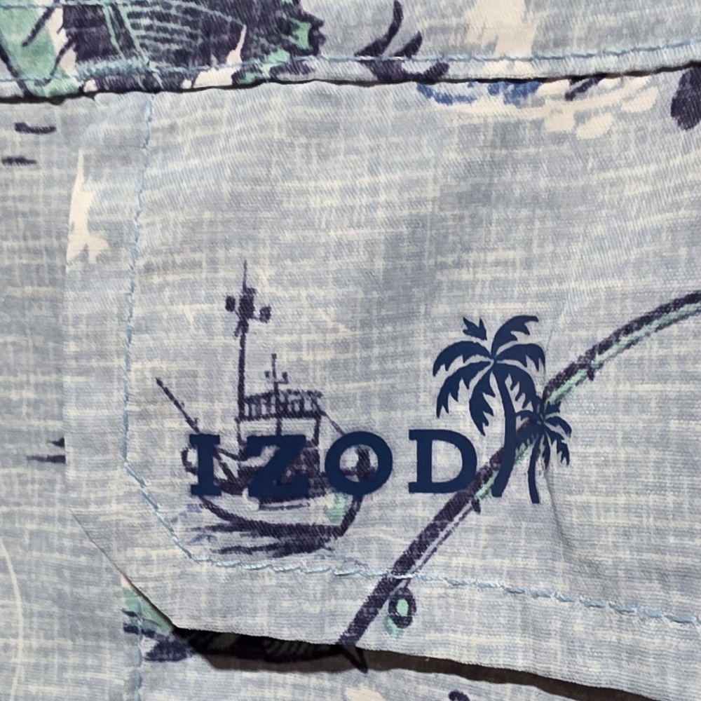 NWOT Men's IZOD Saltwater Short Sleeve Lightweight Shirt. Fishing Print. 2XL - Picture 5 of 9